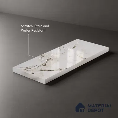 Beige Marble Look LM 20119 8 ft x 4 ft Glossy Finish Decorative Laminate - 1 mm | Suitable for TV Unit, Wardrobe, Kitchen Cabinets