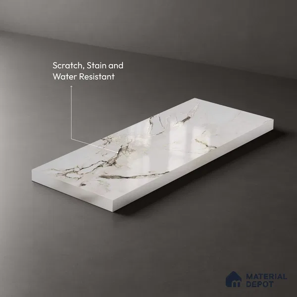 Beige Marble Look LM 20119 8 ft x 4 ft Glossy Finish Decorative Laminate - 1 mm | Suitable for TV Unit, Wardrobe, Kitchen Cabinets