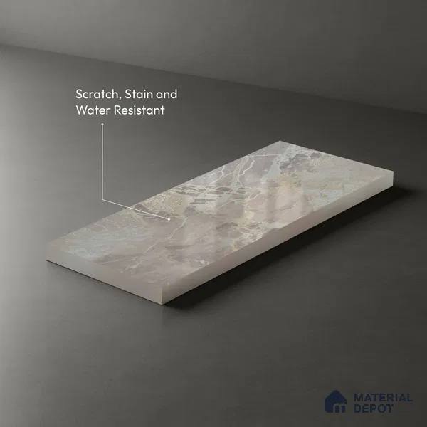 Beige Marble Look LM 20120 8 ft x 4 ft Glossy Finish Decorative Laminate - 1 mm | Suitable for TV Unit, Wardrobe, Kitchen Cabinets