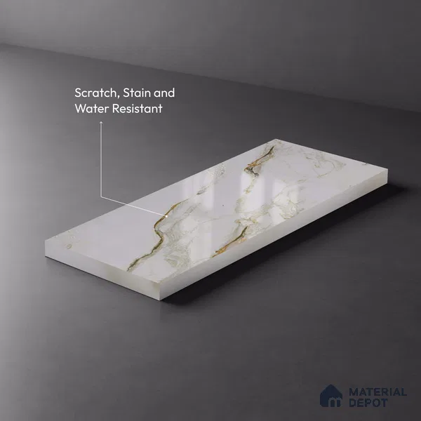 Beige Marble Look LM 20121 8 ft x 4 ft Glossy Finish Decorative Laminate - 1 mm | Suitable for TV Unit, Wardrobe, Kitchen Cabinets