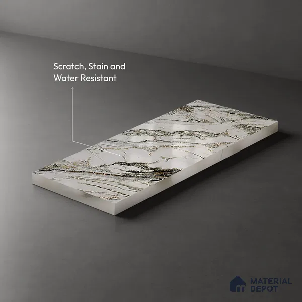 Beige Marble Look LM 20123 8 ft x 4 ft Glossy Finish Decorative Laminate - 1 mm | Suitable for TV Unit, Wardrobe, Kitchen Cabinets
