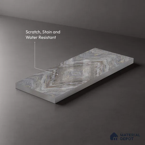 Grey Marble Look LM 20126 8 ft x 4 ft Glossy Finish Decorative Laminate - 1 mm | Suitable for TV Unit, Wardrobe, Kitchen Cabinets