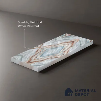 Beige Marble Look LM 20131 8 ft x 4 ft Glossy Finish Decorative Laminate - 1 mm | Suitable for TV Unit, Wardrobe, Kitchen Cabinets