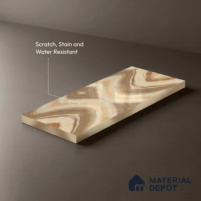 Brown Marble Look LM 20137 8 ft x 4 ft Glossy Finish Decorative Laminate - 1 mm | Suitable for TV Unit, Wardrobe, Kitchen Cabinets