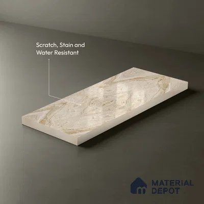 Brown Marble Look LM 20138 8 ft x 4 ft Glossy Finish Decorative Laminate - 1 mm | Suitable for TV Unit, Wardrobe, Kitchen Cabinets