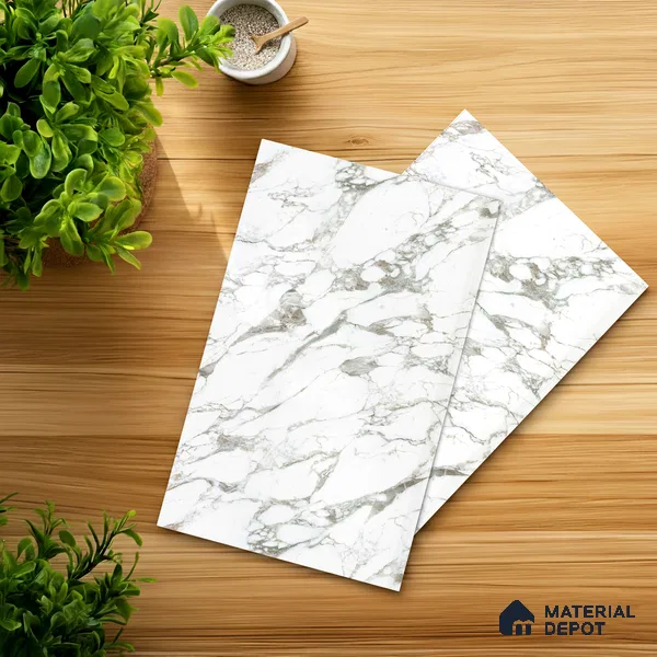 White Marble Look LM 03363 8 ft x 4 ft Super Matte Finish Decorative Laminate - 1 mm | Suitable for TV Unit, Wardrobe, Kitchen Cabinets