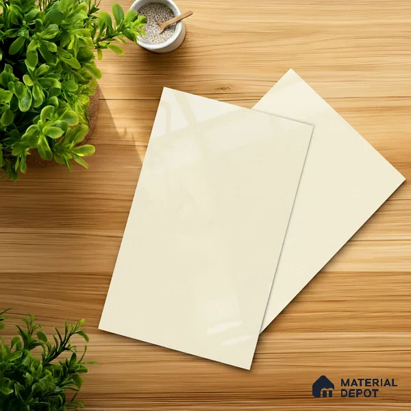 Ivory Beige Solid Colors Look LM 03795 8 ft x 4 ft High Gloss Finish Decorative Laminate - 1 mm | Suitable for Living Room, Kitchen, Office