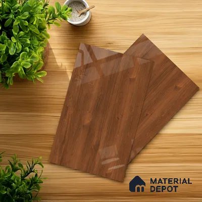 Wooden Look LM 03874 Verona Wood 8 ft x 4 ft High Gloss Finish Decorative Laminate - 1 mm | Suitable for TV Unit, Wardrobe, Kitchen Cabinets