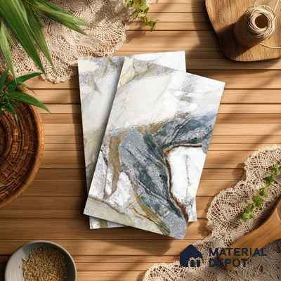 Grey Marble Look LM 20111 8 ft x 4 ft Glossy Finish Decorative Laminate - 1 mm | Suitable for TV Unit, Wardrobe, Kitchen Cabinets