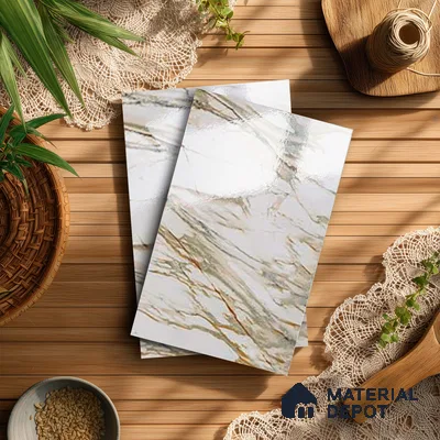 Beige Marble Look LM 20114 8 ft x 4 ft Glossy Finish Decorative Laminate - 1 mm | Suitable for TV Unit, Wardrobe, Kitchen Cabinets