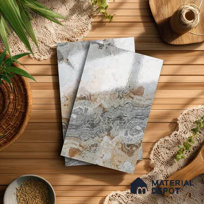 Beige Marble Look LM 20115 8 ft x 4 ft Glossy Finish Decorative Laminate - 1 mm | Suitable for TV Unit, Wardrobe, Kitchen Cabinets