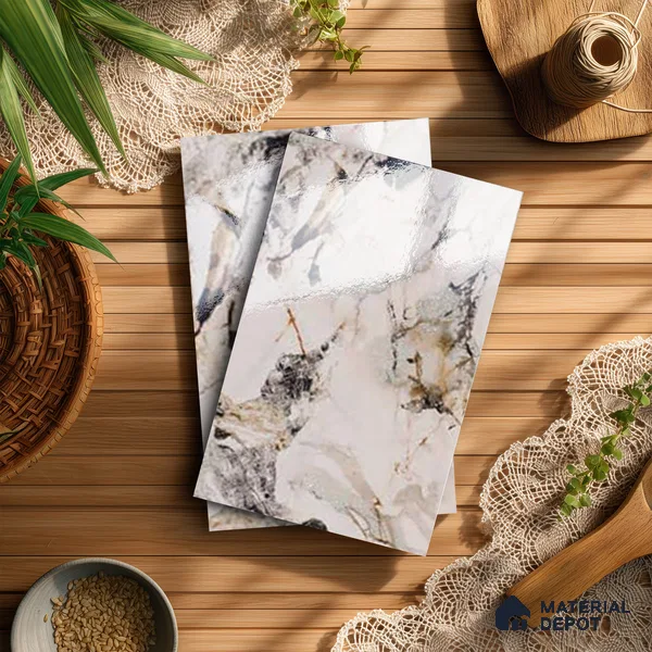 Beige Marble Look LM 20116 8 ft x 4 ft Glossy Finish Decorative Laminate - 1 mm | Suitable for TV Unit, Wardrobe, Kitchen Cabinets