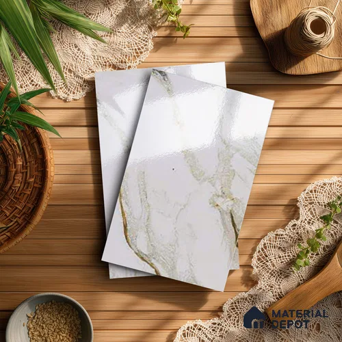 Beige Marble Look LM 20121 8 ft x 4 ft Glossy Finish Decorative Laminate - 1 mm | Suitable for TV Unit, Wardrobe, Kitchen Cabinets