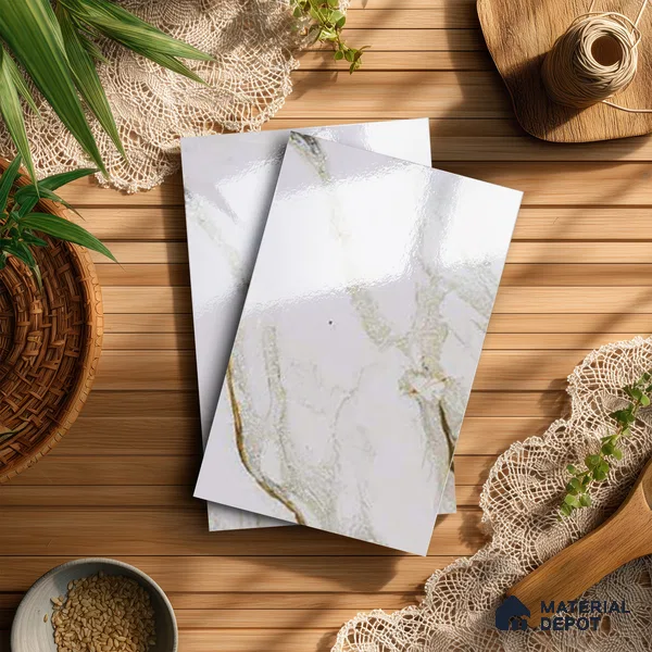 Beige Marble Look LM 20121 8 ft x 4 ft Glossy Finish Decorative Laminate - 1 mm | Suitable for TV Unit, Wardrobe, Kitchen Cabinets