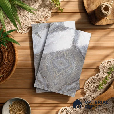 Grey Marble Look LM 20126 8 ft x 4 ft Glossy Finish Decorative Laminate - 1 mm | Suitable for TV Unit, Wardrobe, Kitchen Cabinets