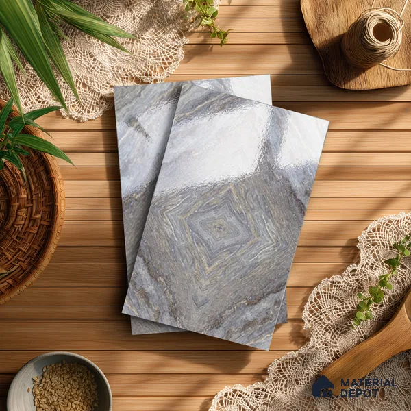 Grey Marble Look LM 20126 8 ft x 4 ft Glossy Finish Decorative Laminate - 1 mm | Suitable for TV Unit, Wardrobe, Kitchen Cabinets