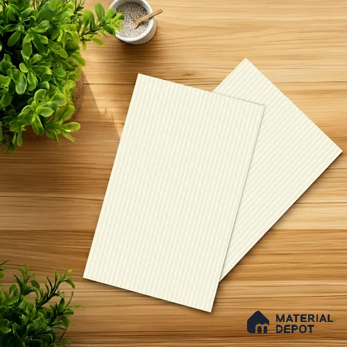 Warm Cream Fluted Solid Color 2BBR 4003 A 191 Warm Whisper 8 ft x 4 ft Matte Finish Decorative Laminate - 1 mm | Suitable for TV Unit,Wardrobe, Kitchen Cabinets