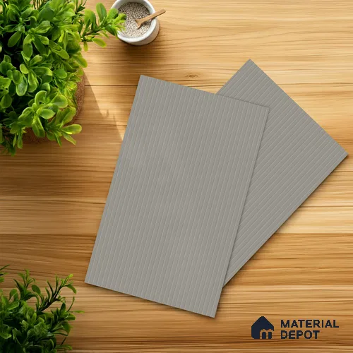 Ash Grey Fluted Solid Color 2B4139 A 191 Ash 8 ft x 4 ft Matte Finish Decorative Laminate - 1 mm | Suitable for TV Unit,Wardrobe, Kitchen Cabinets