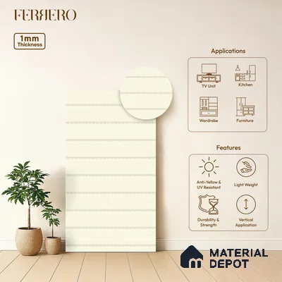 Patterned look 2BBR 4003 A 122 Warm Whisper 8 ft x 4 ft Texture Finish Decorative Laminate - 1 mm | Suitable for Bedroom, TV Unit, Wardrobe | Matching Edgeband 75637 from Rehau