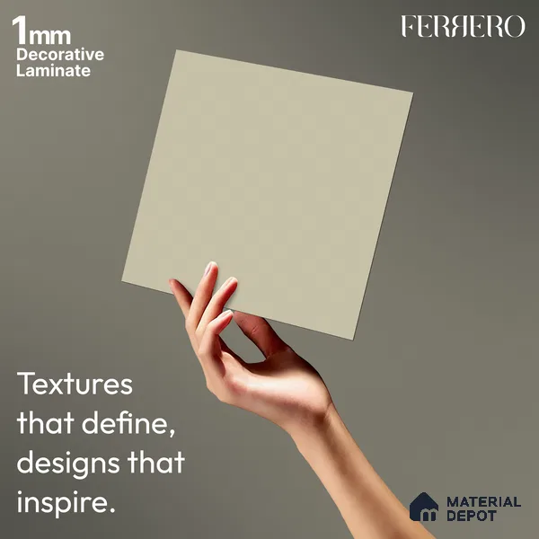 Cream Solid Colors look 2B4728 A 155 Pale Ash 8 ft x 4 ft Matte Finish Decorative Laminate - 1 mm | Suitable for Living Room, Kitchen, Office | Matching Edgeband 1052 from E3