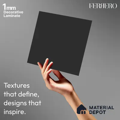 Black Solid Colors Look 2B4154 A 155 8 ft x 4 ft Matte Finish Decorative Laminate - 1 mm | Suitable for Living Room, Kitchen, Office