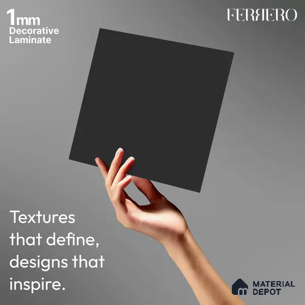 Black Solid Colors Look 2B4154 A 155 8 ft x 4 ft Matte Finish Decorative Laminate - 1 mm | Suitable for Living Room, Kitchen, Office