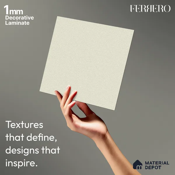 Beige Solid Colors look 2BBR 4003 A 183 Warm Whisper 8 ft x 4 ft Glossy Finish Decorative Laminate - 1 mm | Suitable for Living Room, Kitchen, Office | Matching Edgeband 110130 from Rehau
