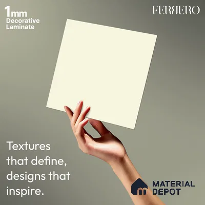 Beige Solid Colors look 2BBR 4003 A 151 Warm Whisper 8 ft x 4 ft Texture Finish Decorative Laminate - 1 mm | Suitable for Bedroom, TV Unit, Wardrobe, Kitchen Cabinet | Matching Edgeband 75638 from Rehau