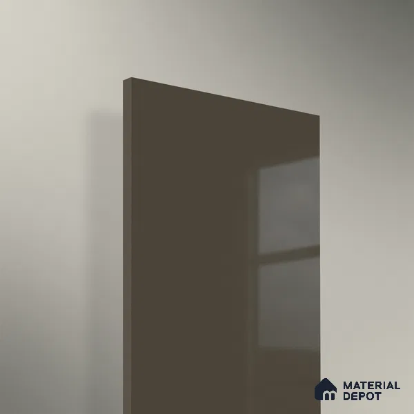 Brown Solid Colors look 2B4122 A 8 Urban Smoke 8 ft x 4 ft Glossy Finish Decorative Laminate - 1 mm | Suitable for Living Room, Kitchen, Office | Matching Edgeband 110229 from Rehau