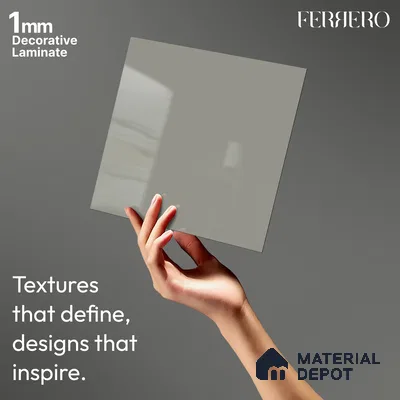 Grey Solid Colors look 2B4139 A 8 Misty Cloud 8 ft x 4 ft Glossy Finish Decorative Laminate - 1 mm | Suitable for Living Room, Kitchen, Office | Matching Edgeband 3001 HG from E3