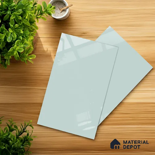 Blue Solid Colors look 2B4705 A 8 Sky Fog 8 ft x 4 ft Glossy Finish Decorative Laminate - 1 mm | Suitable for Living Room, Kitchen, Office | Matching Edgeband 2047 HG from Square 1
