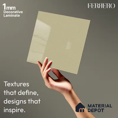 Beige Solid Colors look 2B8062 A 8 Clay Mist 8 ft x 4 ft Glossy Finish Decorative Laminate - 1 mm | Suitable for Living Room, Kitchen, Office | Matching Edgeband 1054 from E3