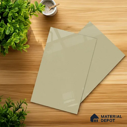 Beige Solid Colors look 2B8062 A 8 Clay Mist 8 ft x 4 ft Glossy Finish Decorative Laminate - 1 mm | Suitable for Living Room, Kitchen, Office | Matching Edgeband 1054 from E3