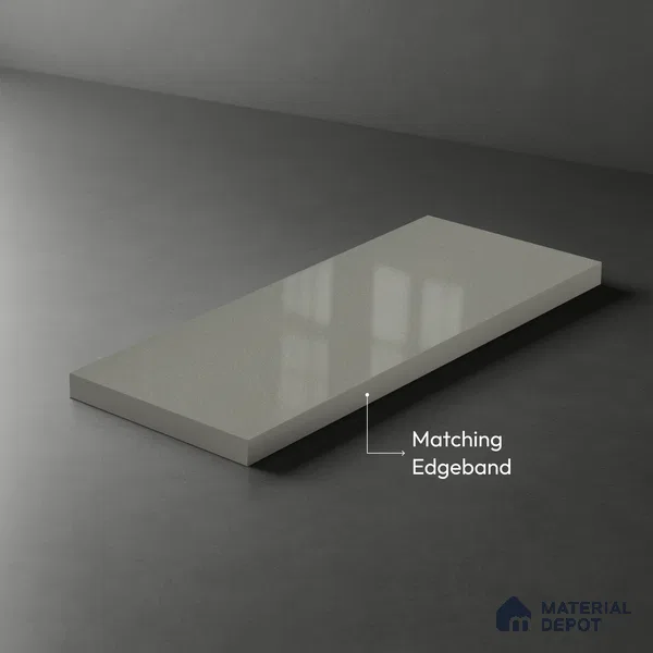 Grey Solid Colors look 2B8064 A 8 Steel Dust 8 ft x 4 ft Glossy Finish Decorative Laminate - 1 mm | Suitable for Living Room, Kitchen, Office | Matching Edgeband 75638 from Rehau