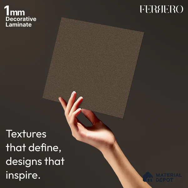 Brown Solid Colors look 2B8038 A 183 Earth Mocha 8 ft x 4 ft Texture Finish Decorative Laminate - 1 mm | Suitable for Bedroom, TV Unit, Wardrobe, Kitchen Cabinet | Matching Edgeband 110228 from Rehau
