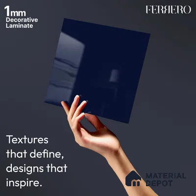 Blue Solid Colors look 2B4134 A 8 Indigo Night 8 ft x 4 ft Glossy Finish Decorative Laminate - 1 mm | Suitable for Living Room, Kitchen, Office | Matching Edgeband 10207 SHGL from Prism