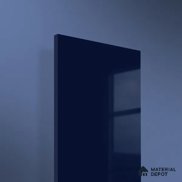 Blue Solid Colors look 2B4134 A 8 Indigo Night 8 ft x 4 ft Glossy Finish Decorative Laminate - 1 mm | Suitable for Living Room, Kitchen, Office | Matching Edgeband 10207 SHGL from Prism