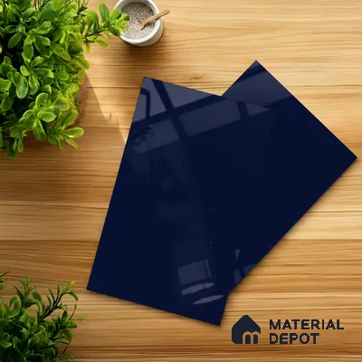 Blue Solid Colors look 2B4134 A 8 Indigo Night 8 ft x 4 ft Glossy Finish Decorative Laminate - 1 mm | Suitable for Living Room, Kitchen, Office | Matching Edgeband 10207 SHGL from Prism