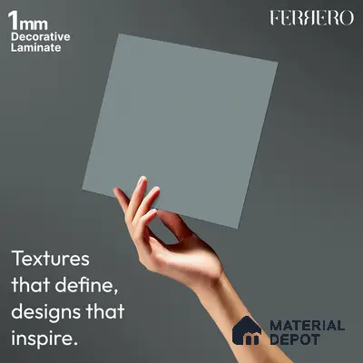 Grey Solid Colors look 2B8089 A 155 Steel Breeze 8 ft x 4 ft Matte Finish Decorative Laminate - 1 mm | Suitable for Living Room, Kitchen, Office | Matching Edgeband 1055 from E3