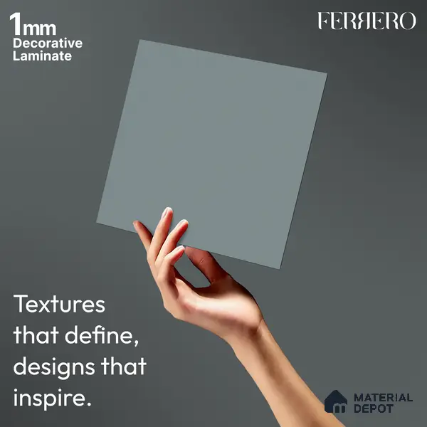 Grey Solid Colors look 2B8089 A 155 Steel Breeze 8 ft x 4 ft Matte Finish Decorative Laminate - 1 mm | Suitable for Living Room, Kitchen, Office | Matching Edgeband 1055 from E3
