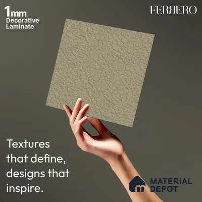 Beige Solid Colors look 2B4735 A 197 Stone Blush 8 ft x 4 ft Texture Finish Decorative Laminate - 1 mm | Suitable for Bedroom, TV Unit, Wardrobe, Kitchen Cabinet | Matching Edgeband 1054 from E3