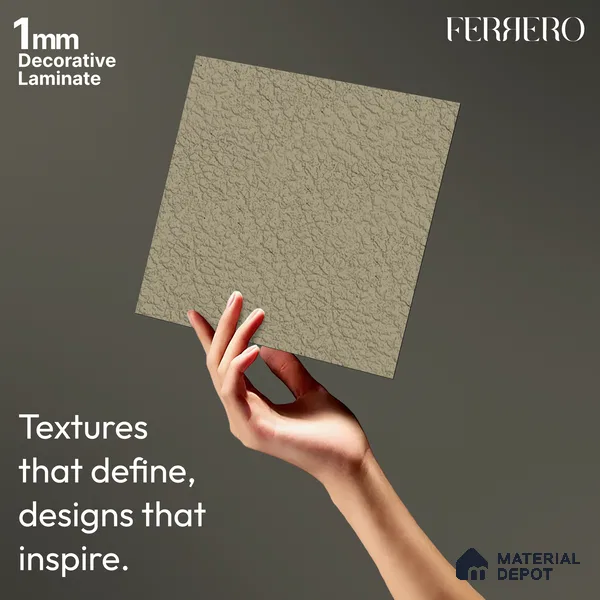 Beige Solid Colors look 2B4735 A 197 Stone Blush 8 ft x 4 ft Texture Finish Decorative Laminate - 1 mm | Suitable for Bedroom, TV Unit, Wardrobe, Kitchen Cabinet | Matching Edgeband 1054 from E3