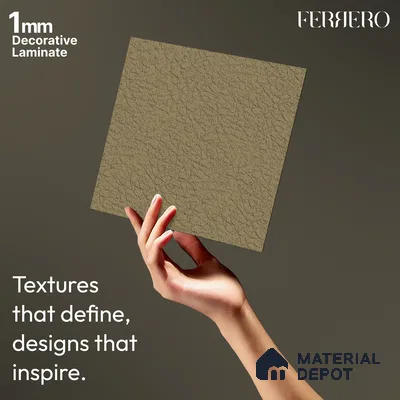 Brown Leather look 2B4142 A 197 Dusty Mocha 8 ft x 4 ft Texture Finish Decorative Laminate - 1 mm | Suitable for Bedroom, TV Unit, Wardrobe, Kitchen Cabinet | Matching Edgeband 10113 from Prism