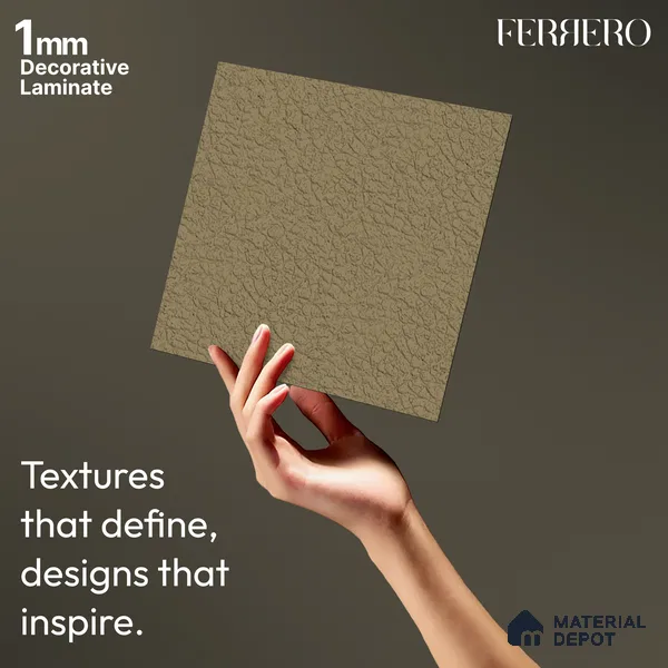 Brown Leather look 2B4142 A 197 Dusty Mocha 8 ft x 4 ft Texture Finish Decorative Laminate - 1 mm | Suitable for Bedroom, TV Unit, Wardrobe, Kitchen Cabinet | Matching Edgeband 10113 from Prism