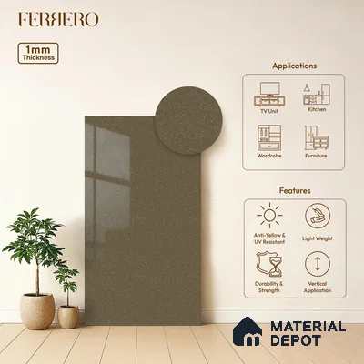 Beige Sparkle Look 2B10010 A 8 PR+ 8 ft x 4 ft Glossy Finish Decorative Laminate - 1 mm | Suitable for TV Unit, Wardrobe, Kitchen Cabinets