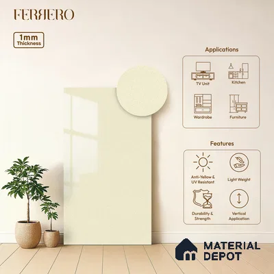 Beige Sparkle Look 2B10008 A 8 PR+ 8 ft x 4 ft Glossy Finish Decorative Laminate - 1 mm | Suitable for TV Unit, Wardrobe, Kitchen Cabinets