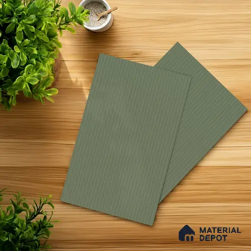 Fog Green Fluted Solid Color 2B8115 A 191 Vertical Fog 8 ft x 4 ft Matte Finish Decorative Laminate - 1 mm | Suitable for TV Unit,Wardrobe, Kitchen Cabinets