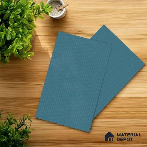 Soft Blue Fluted Solid Color 2B8118 A 191 Soft 8 ft x 4 ft Matte Finish Decorative Laminate - 1 mm | Suitable for TV Unit,Wardrobe, Kitchen Cabinets