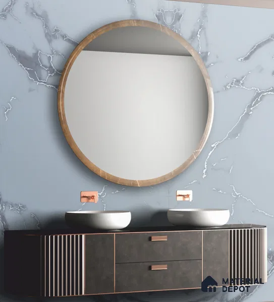 Grey Marble Look LM 21669 8 ft x 4 ft High Gloss Finish 6H Anti Scratch Acrylic Laminate - 1.5 mm | Suitable for TV Unit, Wardrobe, Kitchen Cabinets