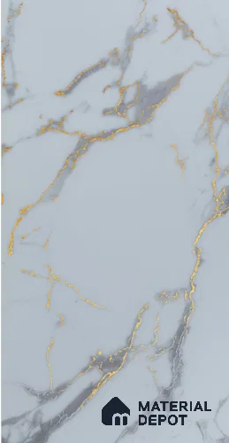 Grey Marble Look LM 06104 8 ft x 4 ft High Gloss Finish 6H Anti Scratch Acrylic Laminate - 1.5 mm | Suitable for TV Unit, Wardrobe, Kitchen Cabinets